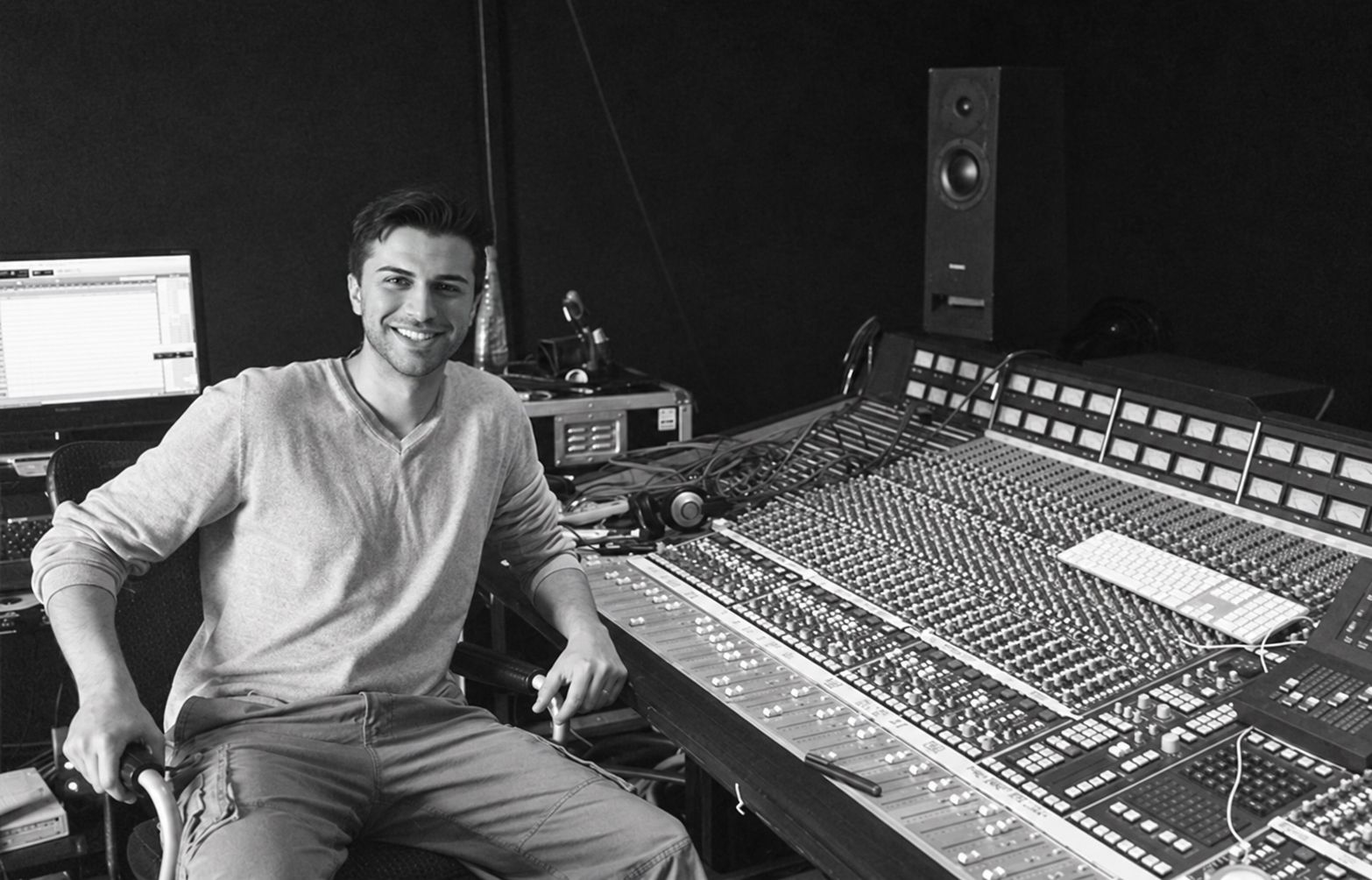 Simone Renzi at the SSL 5000 console in the control room