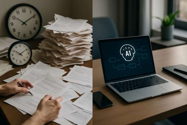 Confronto tra processi manuali e automazione tramite chatbot IA