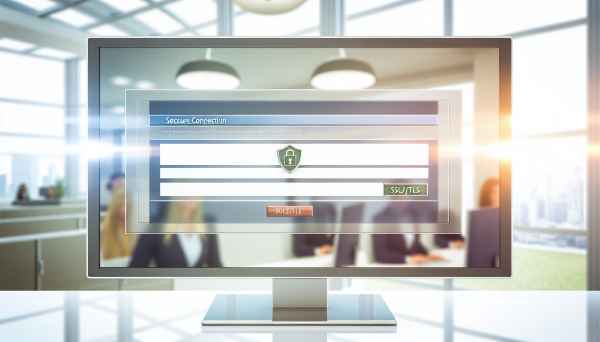 A close-up of a computer screen displaying a secure connection interface, with SSL/TLS indicators, i