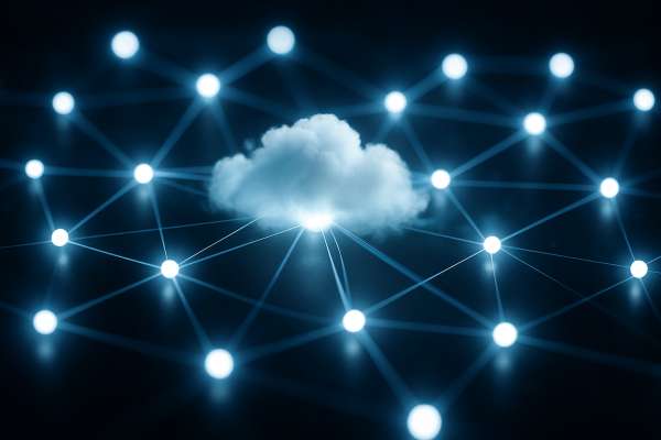 Rappresentazione grafica di una rete cloud scalabile e sicura